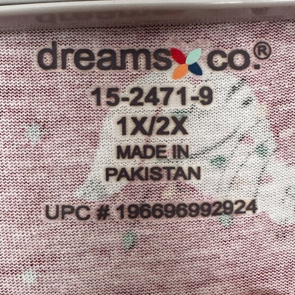 DREAMS CO WOMEN RED CHRISTMAS CAT PRINT NIGHT GOWN/SLEEP DRESS, OVERSIZE 1X/2X - Picture 2 of 6